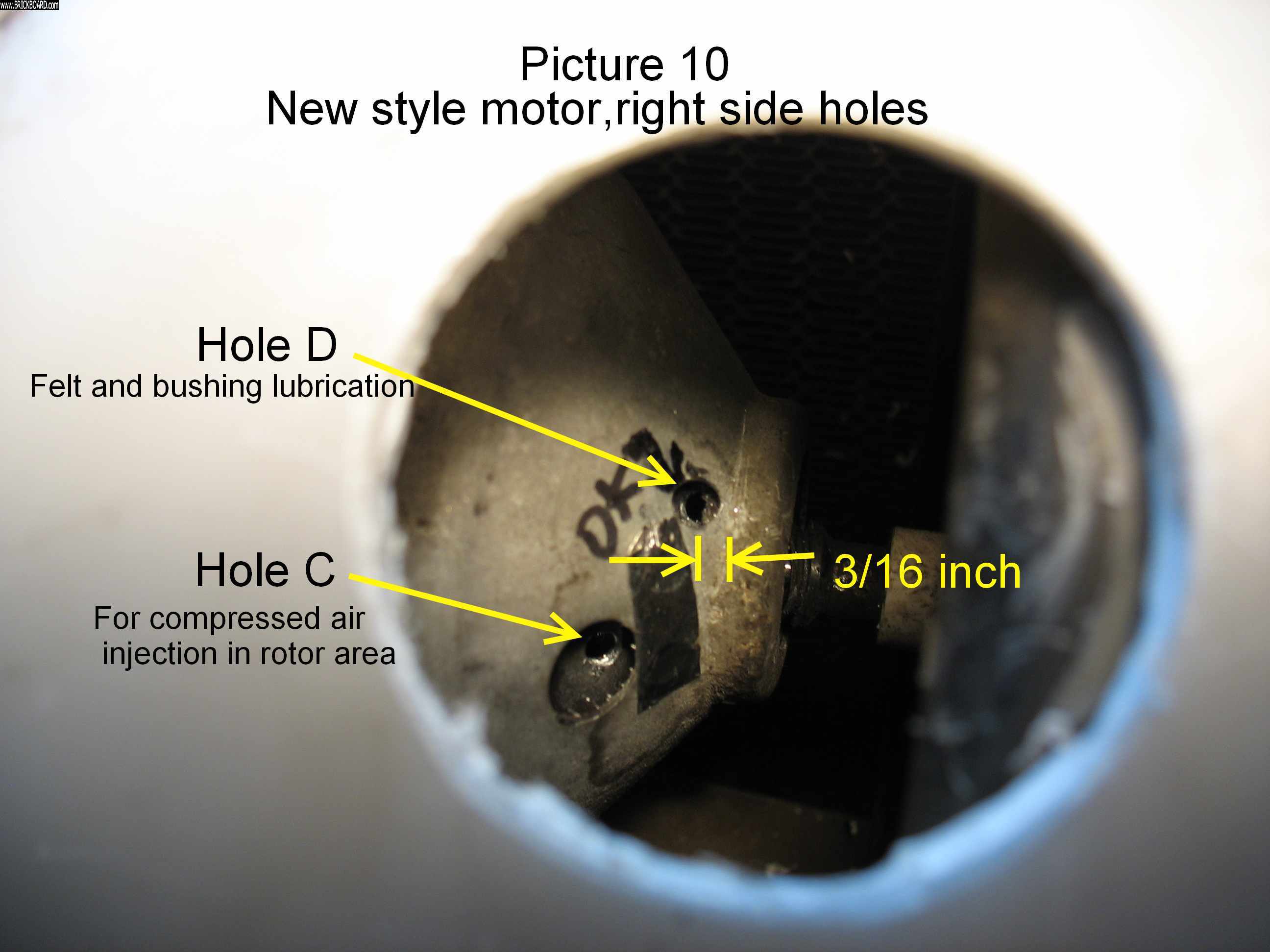 Volvo 200 -- 240 heater motor right lubrication hole